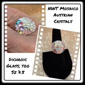 NWT Gorgeous Austrian Crystal / 925 Silver Size 7.5 ring from Mosaico